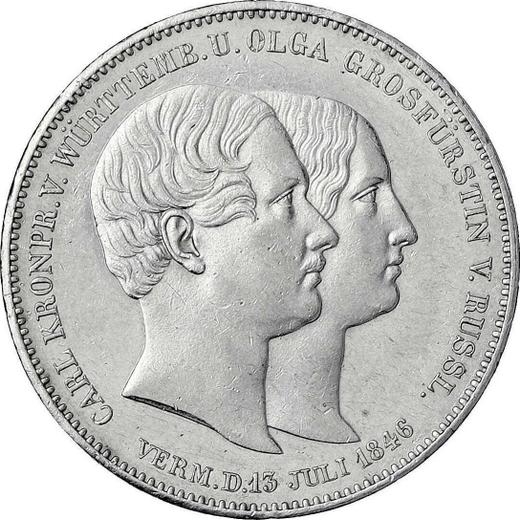 Reverso 2 táleros 1846 "Boda del príncipe Carlos y la gran duquesa Olga" Plata - valor de la moneda de plata - Wurtemberg, Guillermo I