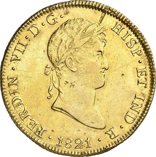 Awers monety - 8 escudo 1821 JP - cena złotej monety - Peru, Ferdynand VII