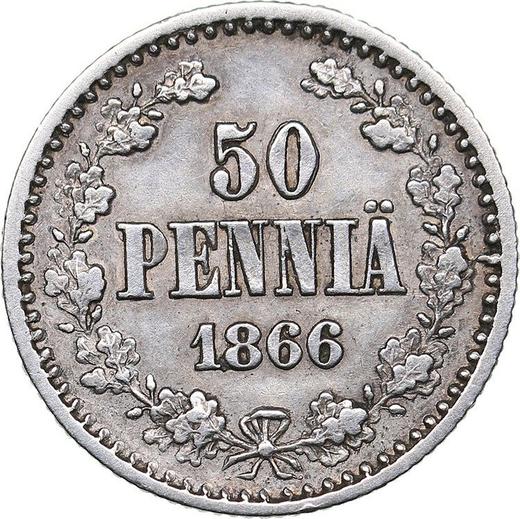 Reverse 50 Pennia 1866 S - Silver Coin Value - Finland, Grand Duchy