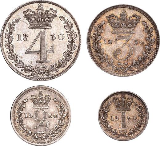 Reverso Maundy / juego 1830 "Maundy" - valor de la moneda de plata - Gran Bretaña, Jorge IV