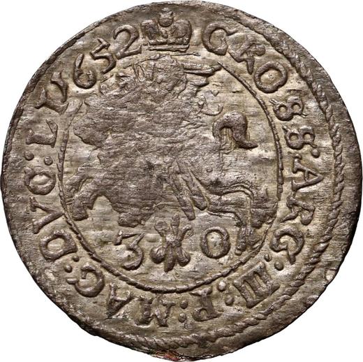 Reverso Trojak (3 groszy) 1652 "Lituania" - valor de la moneda de plata - Polonia, Juan II Casimiro
