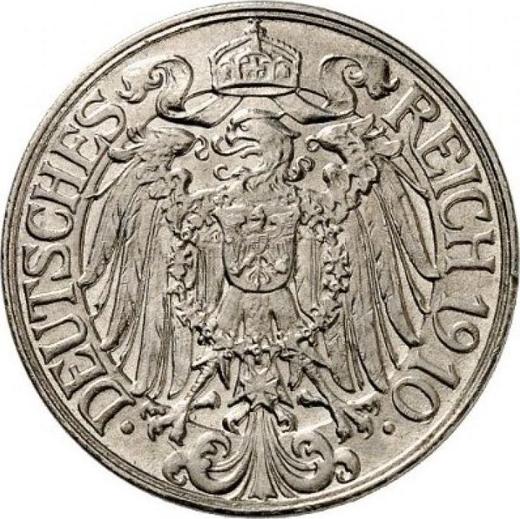 Reverso 25 Pfennige 1910 D "Tipo 1909-1912" - valor de la moneda  - Alemania, Imperio alemán