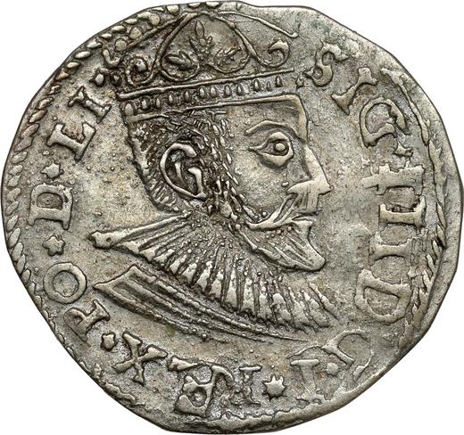 Аверс монеты - Трояк (3 гроша) 1586 (1566) года "Рига" Ошибка в дате - цена серебряной монеты - Польша, Сигизмунд III Ваза