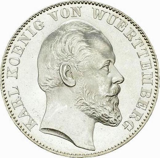 Аверс монеты - Талер 1866 года - цена серебряной монеты - Вюртемберг, Карл I
