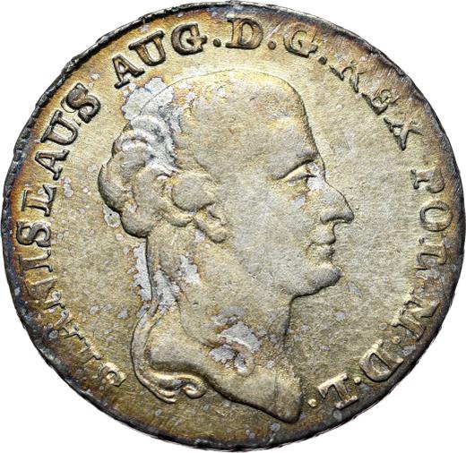 Аверс монеты - Двузлотовка (8 грошей) 1793 года MV - цена серебряной монеты - Польша, Станислав II Август