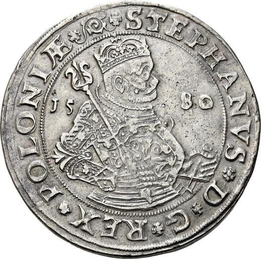 Аверс монеты - Талер 1580 года Дата по сторонам портрета - цена серебряной монеты - Польша, Стефан Баторий