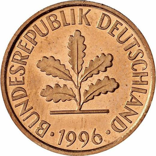 Reverso 2 Pfennige 1996 F - valor de la moneda  - Alemania, RFA