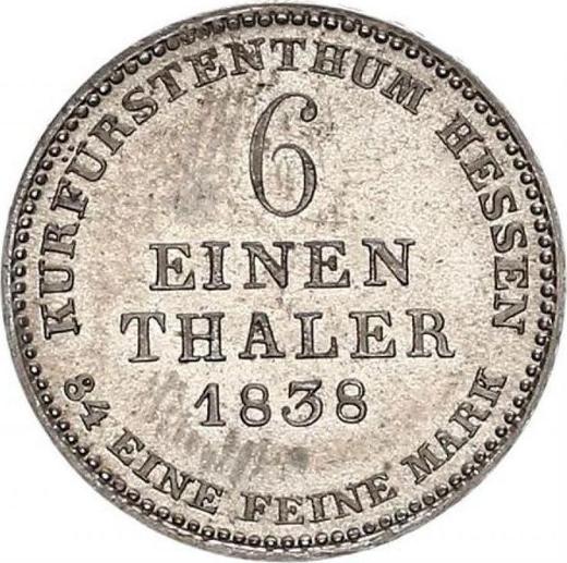 Revers 1/6 Taler 1838 - Silbermünze Wert - Hessen-Kassel, Wilhelm II