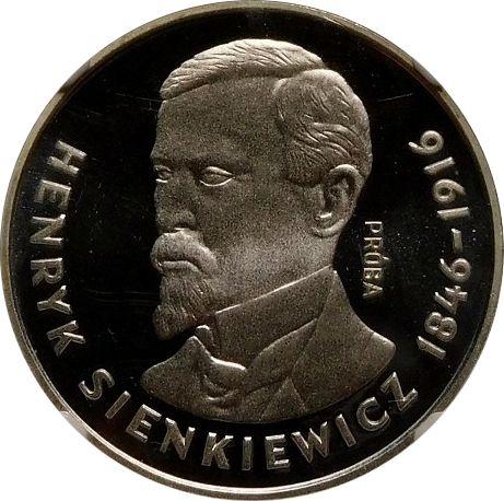 Reverso Pruebas 100 eslotis 1977 MW "Henryk Sienkiewicz" Plata - valor de la moneda de plata - Polonia, República Popular