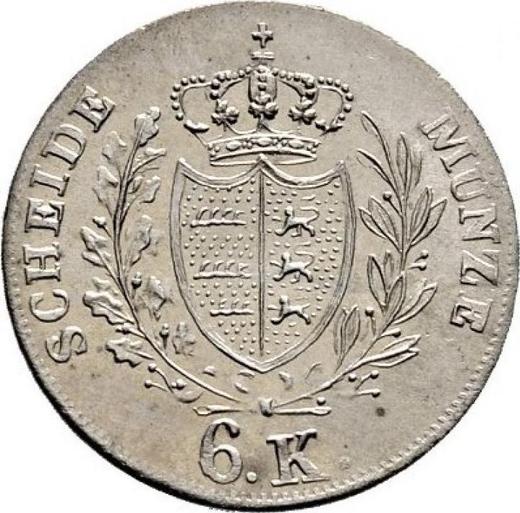 Реверс монеты - 6 крейцеров 1827 года - цена серебряной монеты - Вюртемберг, Вильгельм I