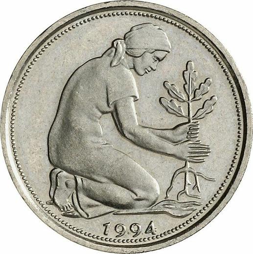 Reverso 50 Pfennige 1994 G - valor de la moneda  - Alemania, RFA