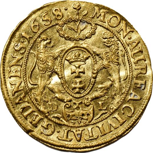Реверс монеты - Дукат 1658 года DL "Гданьск" - цена золотой монеты - Польша, Ян II Казимир