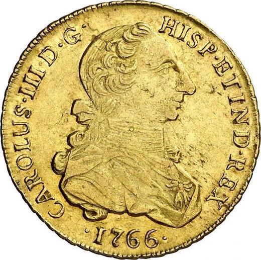 Awers monety - 8 escudo 1766 LM JM - cena złotej monety - Peru, Karol III