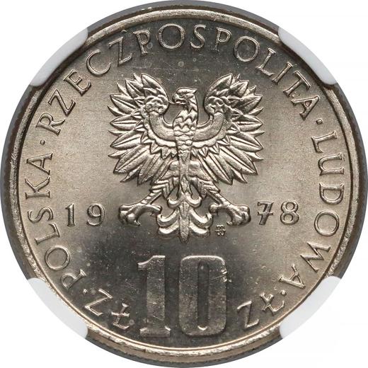 Awers monety - 10 złotych 1978 MW "100 Rocznica śmierci Bolesława Prusa" - cena  monety - Polska, PRL