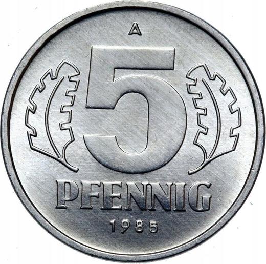 Anverso 5 Pfennige 1985 A - valor de la moneda  - Alemania, República Democrática Alemana (RDA)