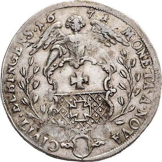 Reverso Medio tálero 1671 "Elbląg" - valor de la moneda de plata - Polonia, Miguel Korybut