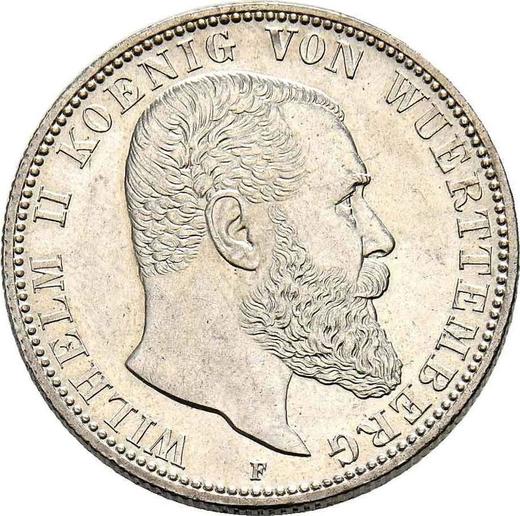 Аверс монеты - 2 марки 1893 года F "Вюртемберг" - цена серебряной монеты - Германия, Германская Империя