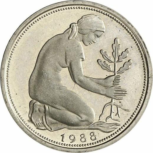 Реверс монеты - 50 пфеннигов 1988 года G - цена  монеты - Германия, ФРГ