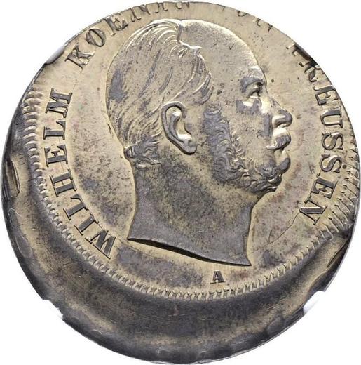 Аверс монеты - Талер 1864-1871 года Смещение штемпеля - цена серебряной монеты - Пруссия, Вильгельм I