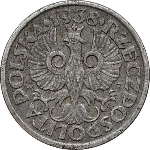 Аверс монеты - Пробные 50 грошей 1938 года WJ Железо - цена  монеты - Польша, II Республика