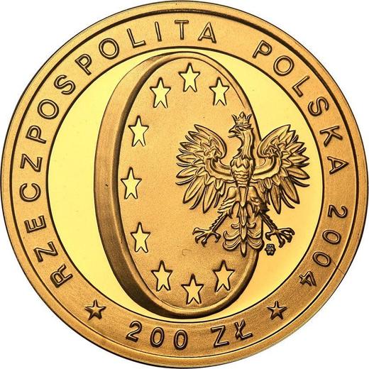 Anverso 200 eslotis 2004 MW ET "Adhesión de Polonia a la Unión Europea" - valor de la moneda de oro - Polonia, República moderna