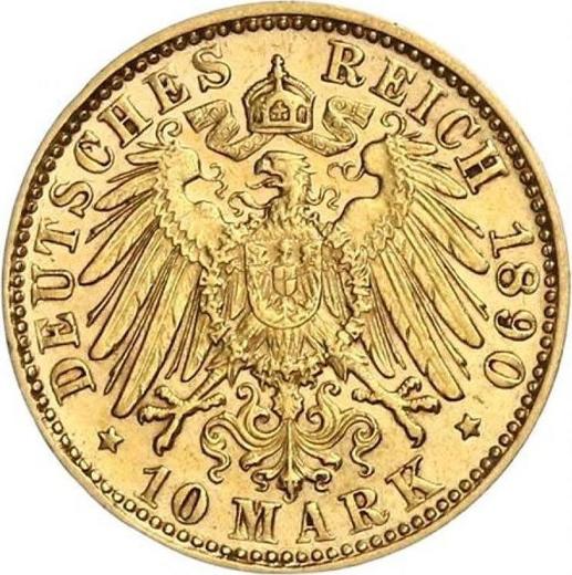 Реверс монеты - 10 марок 1890 года D "Бавария" - цена золотой монеты - Германия, Германская Империя