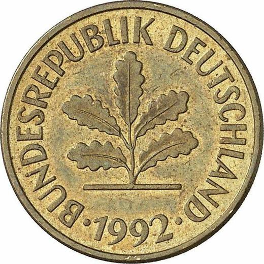 Reverso 5 Pfennige 1992 D - valor de la moneda  - Alemania, RFA