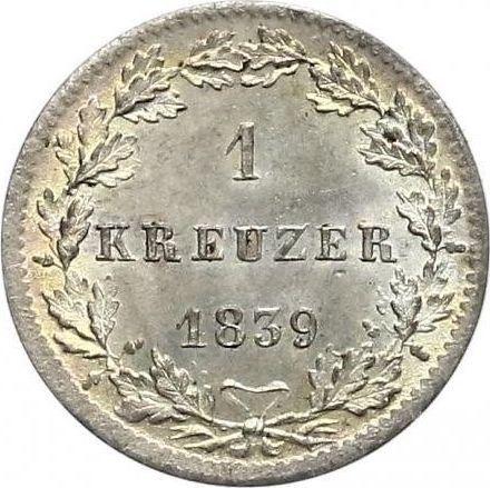 Rewers monety - 1 krajcar 1839 - cena srebrnej monety - Hesja-Darmstadt, Ludwik II