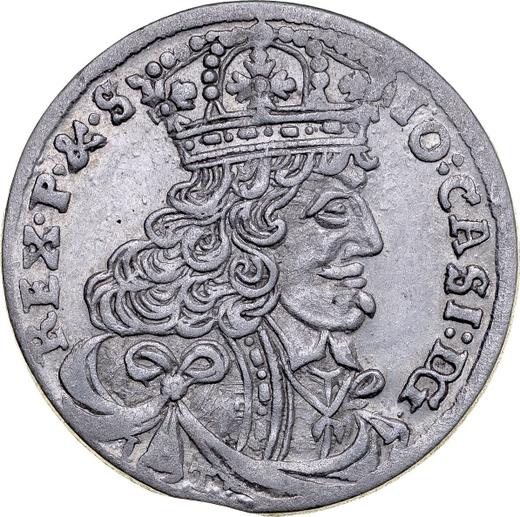 Аверс монеты - Шестак (6 грошей) 1657 года IT "Шведский потоп" - цена серебряной монеты - Польша, Ян II Казимир