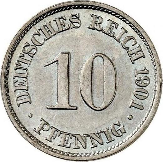 Аверс монеты - 10 пфеннигов 1901 года A "Тип 1890-1916" - цена  монеты - Германия, Германская Империя