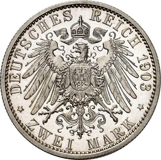 Reverso 2 marcos 1903 A "Prusia" - valor de la moneda de plata - Alemania, Imperio alemán