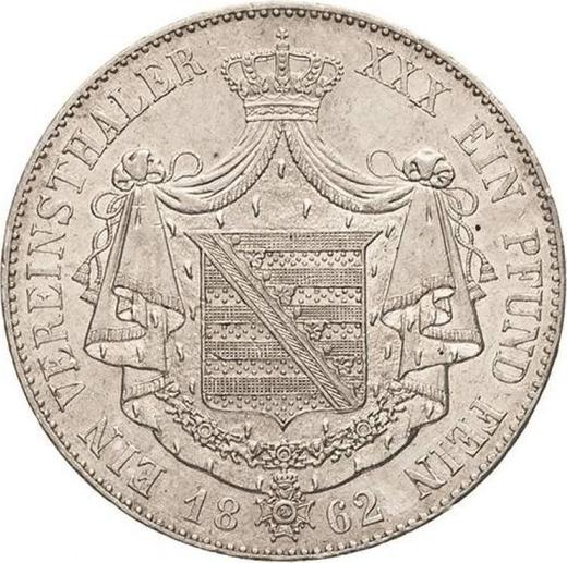 Rewers monety - Talar 1862 - cena srebrnej monety - Saksonia-Meiningen, Bernard II