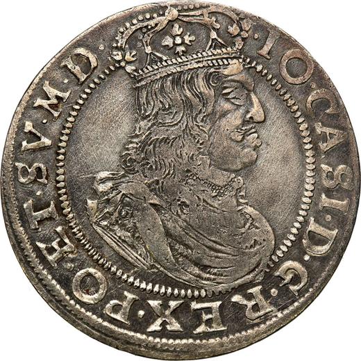 Аверс монеты - Орт (18 грошей) 1659 года TLB "Прямой герб" - цена серебряной монеты - Польша, Ян II Казимир