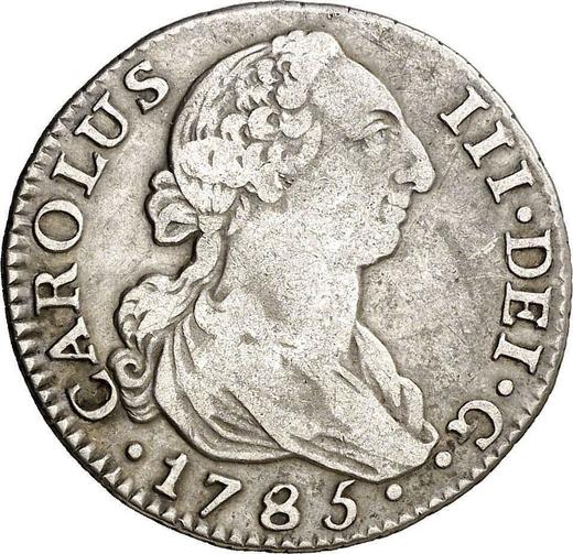 Awers monety - 2 reales 1785 M JD - cena srebrnej monety - Hiszpania, Karol III