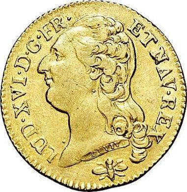 Аверс монеты - Луидор 1785 года D "Тип 1785-1792" Лион - цена золотой монеты - Франция, Людовик XVI