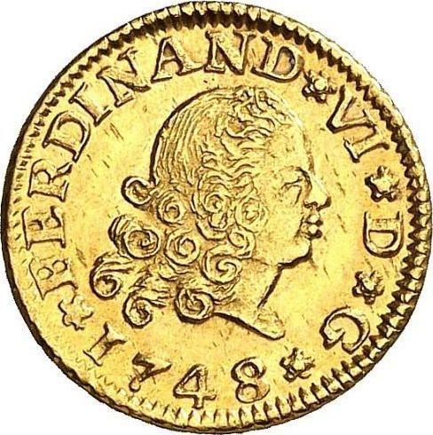 Awers monety - 1/2 escudo 1748 S PJ - cena złotej monety - Hiszpania, Ferdynand VI