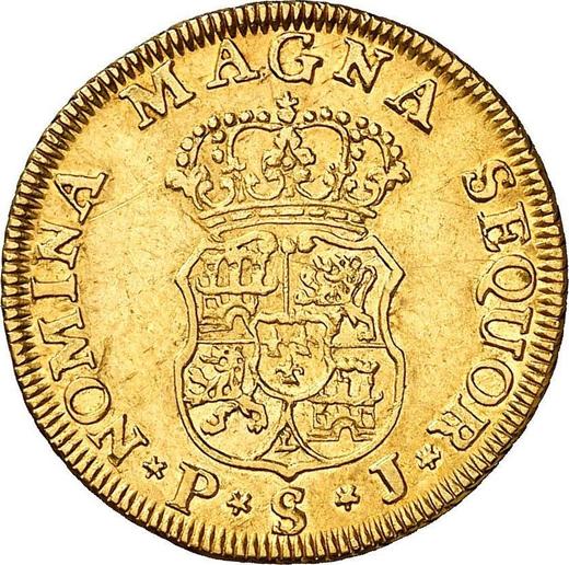 Revers 2 Escudos 1749 S PJ - Goldmünze Wert - Spanien, Ferdinand VI