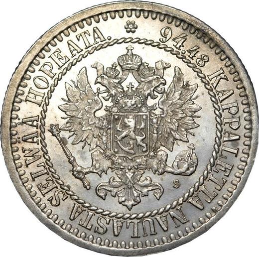 Awers monety - 1 marka 1866 S - cena srebrnej monety - Finlandia, Wielkie Księstwo