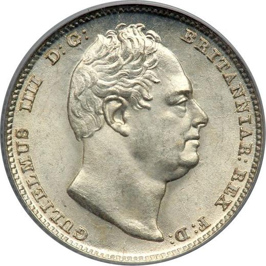 Аверс монеты - 6 пенсов 1835 года - цена серебряной монеты - Великобритания, Вильгельм IV