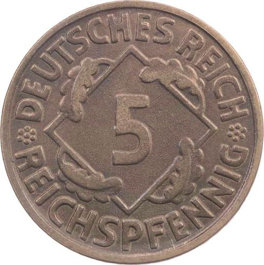Anverso 5 Reichspfennigs 1925 J - valor de la moneda  - Alemania, República de Weimar