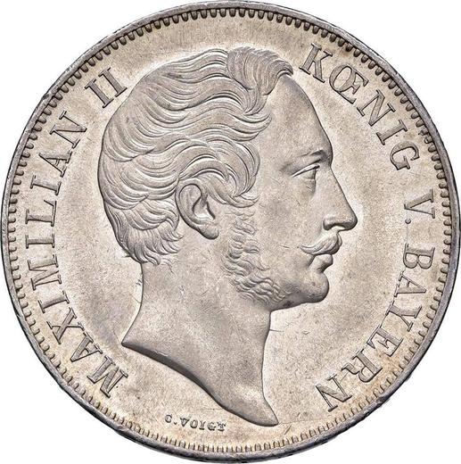 Аверс монеты - 2 талера 1854 года - цена серебряной монеты - Бавария, Максимилиан II