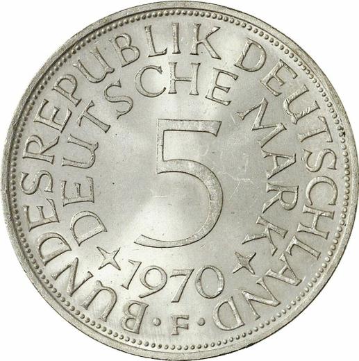 Аверс монеты - 5 марок 1970 года F - цена серебряной монеты - Германия, ФРГ