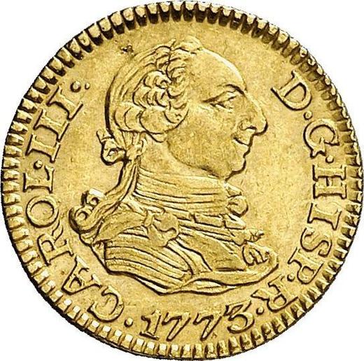 Obverse 1/2 Escudo 1773 S CF - Gold Coin Value - Spain, Charles III