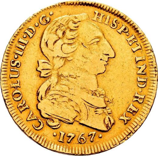 Awers monety - 2 escudo 1767 LM JM - cena złotej monety - Peru, Karol III