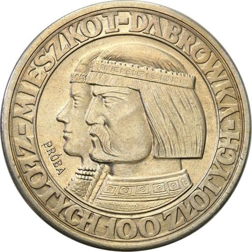 Rewers monety - PRÓBA 100 złotych 1960 "Mieszko i Dąbrówka" Srebro - cena srebrnej monety - Polska, PRL