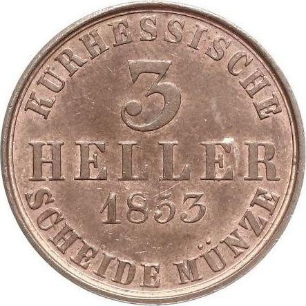 Реверс монеты - 3 геллера 1853 года - цена  монеты - Гессен-Кассель, Фридрих Вильгельм I