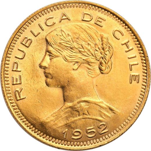 Аверс монеты - 100 песо 1952 года So - цена золотой монеты - Чили, Республика