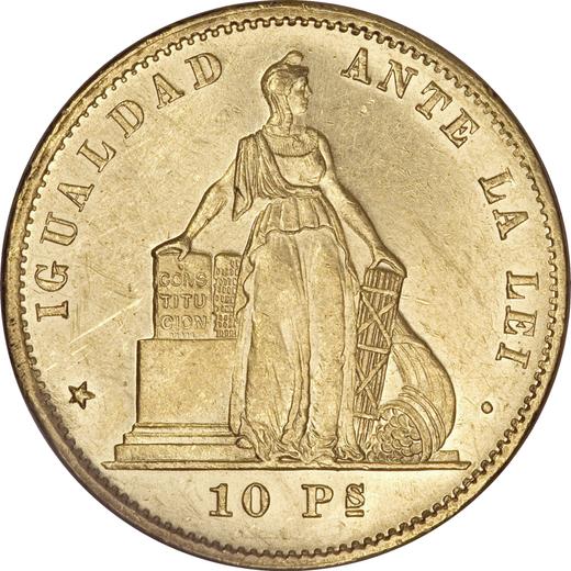 Avers 10 Pesos 1882 So - Münze Wert - Chile, Republik