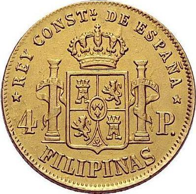 Реверс монеты - 4 песо 1880 года - цена золотой монеты - Филиппины, Альфонсо XII
