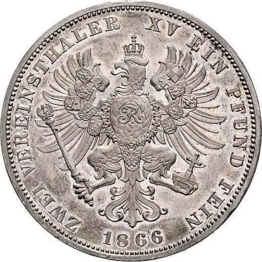 Reverso 2 táleros 1866 A - valor de la moneda de plata - Prusia, Guillermo I